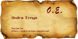 Ondra Ernye névjegykártya